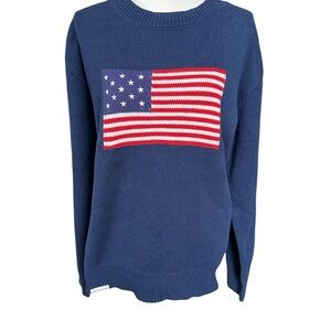 Simply Southern Navy Knit Sweater w/ Flag Womens Small NWT